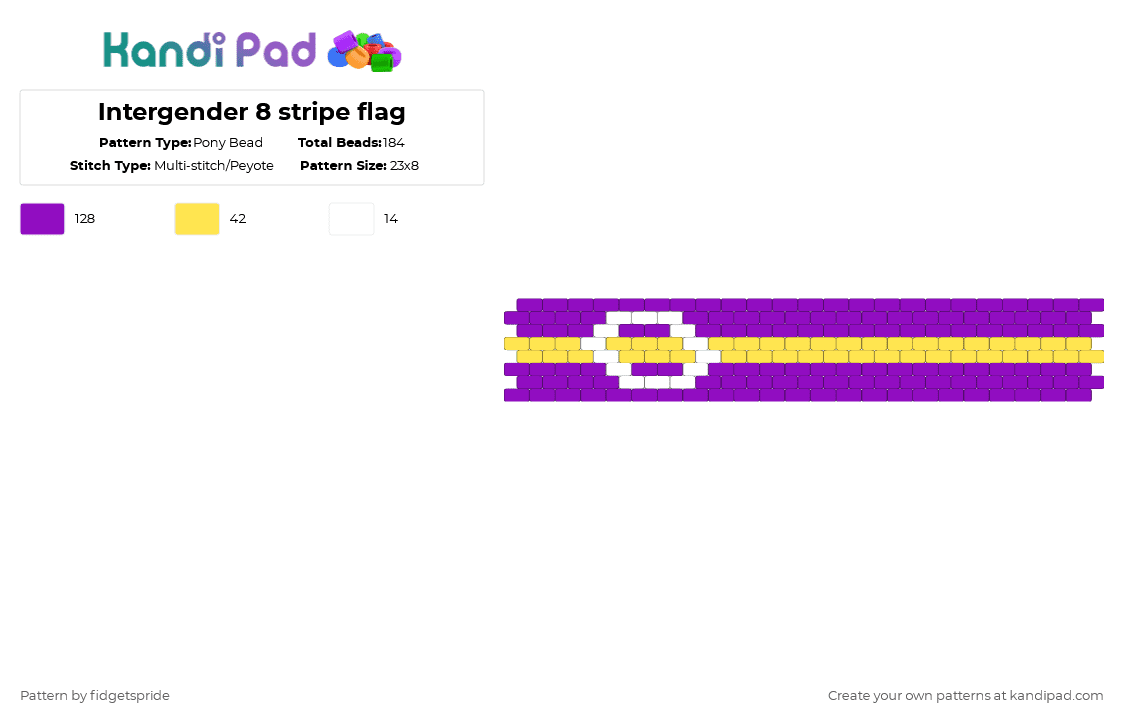 Intergender 8 stripe flag - Pony Bead Pattern by fidgetspride on Kandi Pad - purple,pride,pride flag,intersex,intergender