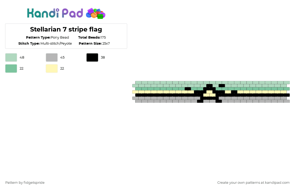 Stellarian 7 stripe flag - Pony Bead Pattern by fidgetspride on Kandi Pad - teal,beige,pride,pride flag,gender,stellarian
