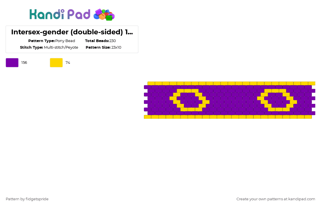 Intersex-gender (double-sided) 10 stripe flag - Pony Bead Pattern by fidgetspride on Kandi Pad - purple,yellow,pride,pride flag,intersex,intergender,intersexgender