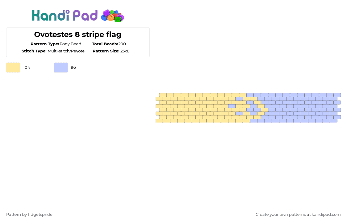Ovotestes 8 stripe flag - Pony Bead Pattern by fidgetspride on Kandi Pad - yellow,pink,pride,pride flag,intersex,ovotestes