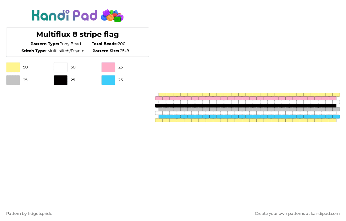 Multiflux 8 stripe flag - Pony Bead Pattern by fidgetspride on Kandi Pad - yellow,pride,pride flag,gender,multiflux