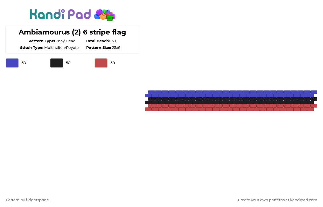 Ambiamourus (2) 6 stripe flag - Pony Bead Pattern by fidgetspride on Kandi Pad - purple,red,pride,pride flag,ambi,ambiamourous