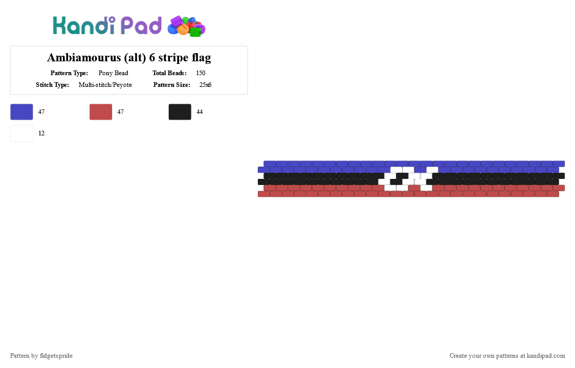 Ambiamourus (alt) 6 stripe flag - Pony Bead Pattern by fidgetspride on Kandi Pad - purple,red,pride,pride flag,ambi,ambiamourous