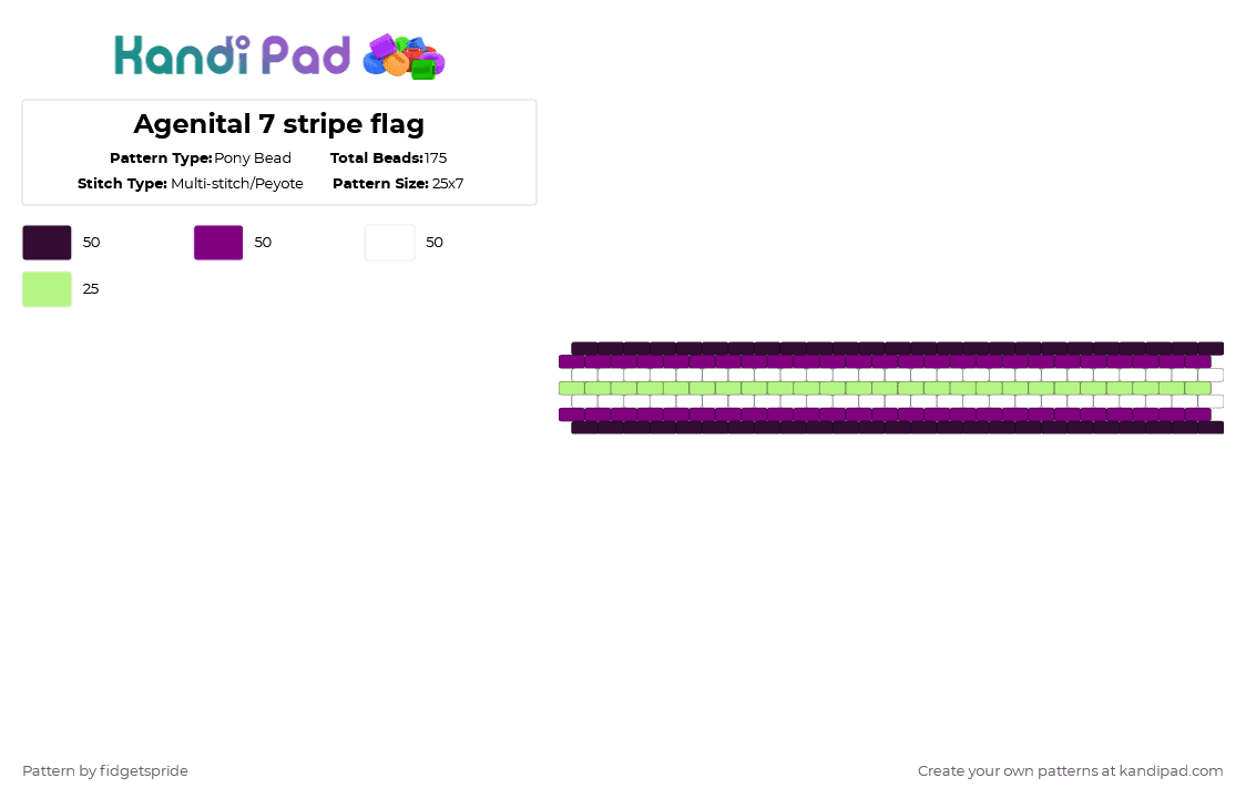 Agenital 7 stripe flag - Pony Bead Pattern by fidgetspride on Kandi Pad - pink,yellow,pride,pride flags,intersex,agenital