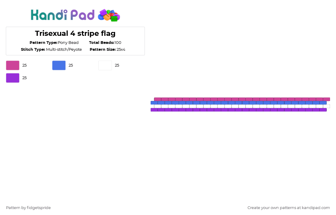 Trisexual 4 stripe flag - Pony Bead Pattern by fidgetspride on Kandi Pad - pink,blue,purple,pride,pride flags,homo,homoflexible