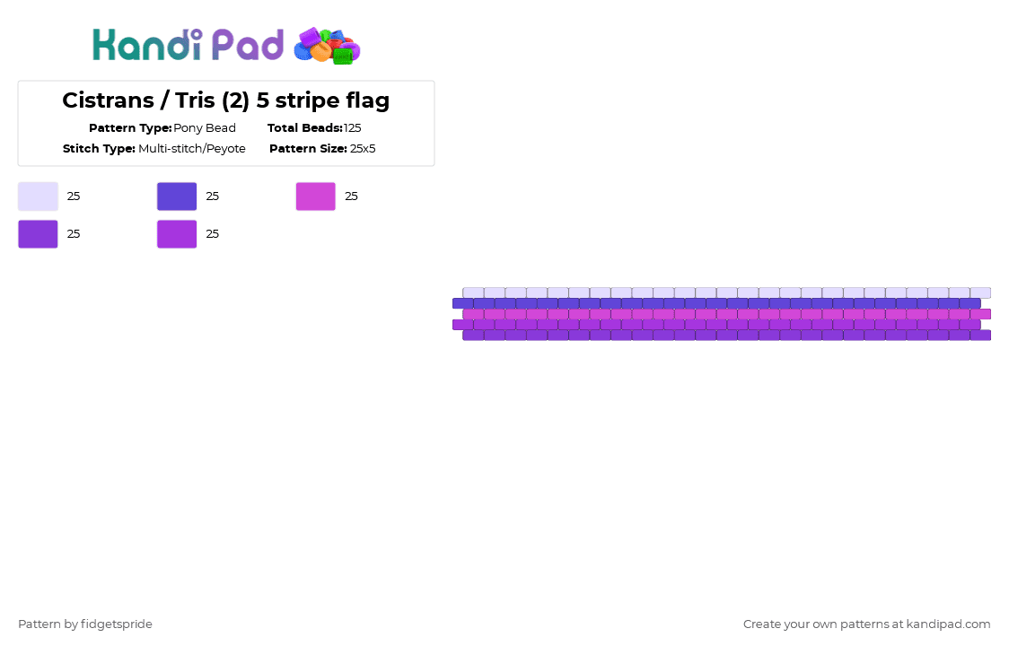 Cistrans / Tris (2) 5 stripe flag - Pony Bead Pattern by fidgetspride on Kandi Pad - purple,pride,pride flags,cistrans,cis,trans,tris