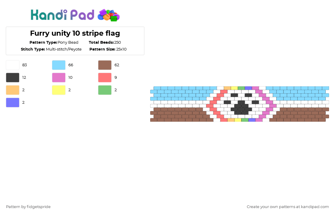 Furry unity 10 stripe flag - Pony Bead Pattern by fidgetspride on Kandi Pad - light blue,tan,pride,pride flag,furry