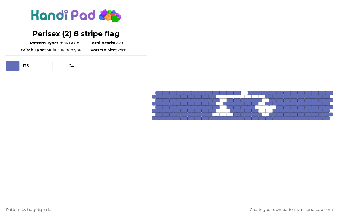 Perisex (2) 8 stripe flag - Pony Bead Pattern by fidgetspride on Kandi Pad - blue,pride,dyadic,perisex
