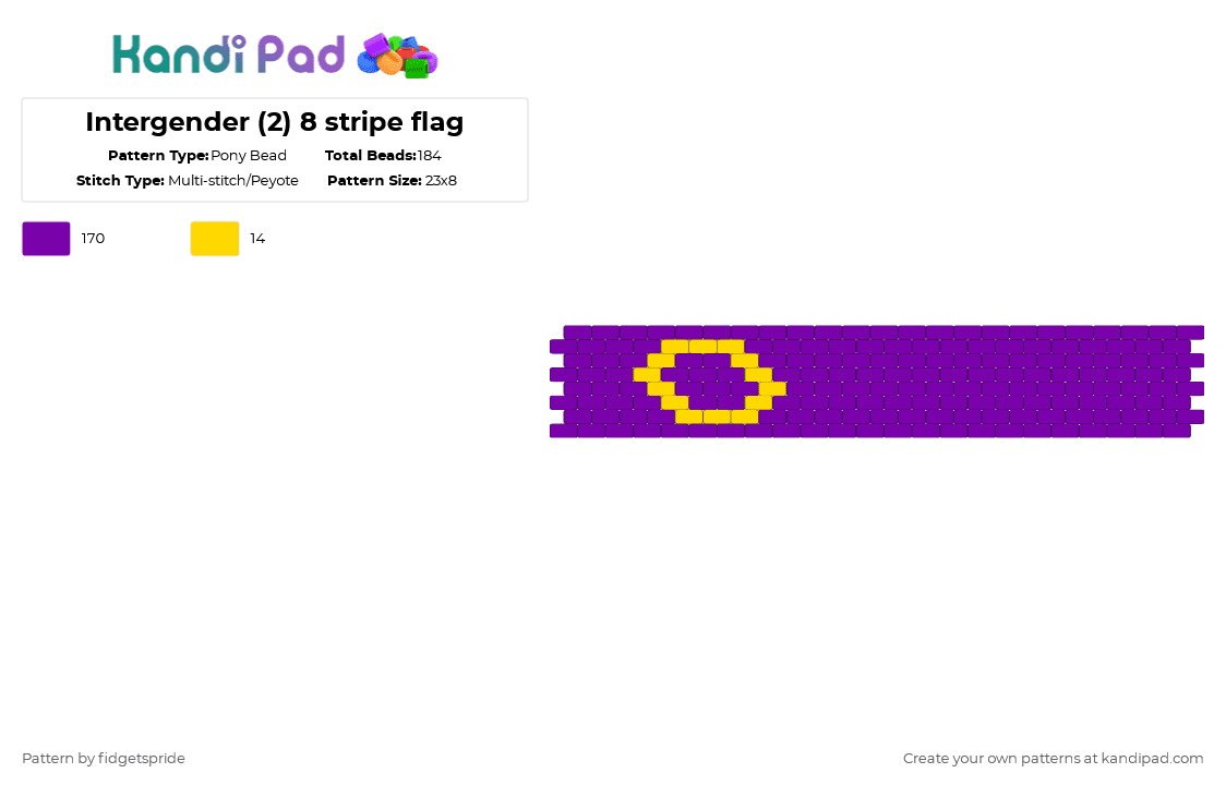 Intergender (2) 8 stripe flag - Pony Bead Pattern by fidgetspride on Kandi Pad - purple,pride,pride flag,intersex,intergender