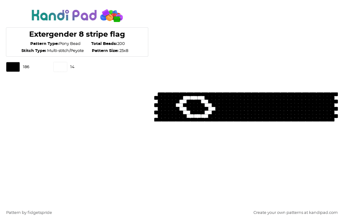 Extergender 8 stripe flag - Pony Bead Pattern by fidgetspride on Kandi Pad - black,pride,pride flag,intersex,extergender