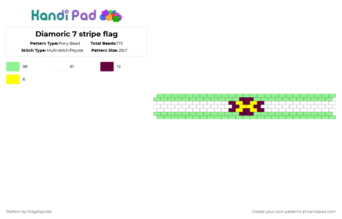 Diamoric 7 stripe flag - Pony Bead Pattern by fidgetspride on Kandi Pad - teal,pride,pride flag,diamoric,nonbinary,nblnb,queer