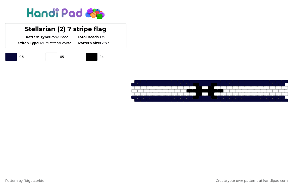 Stellarian (2) 7 stripe flag - Pony Bead Pattern by fidgetspride on Kandi Pad - black,white,pride,pride flag,gender,stellarian
