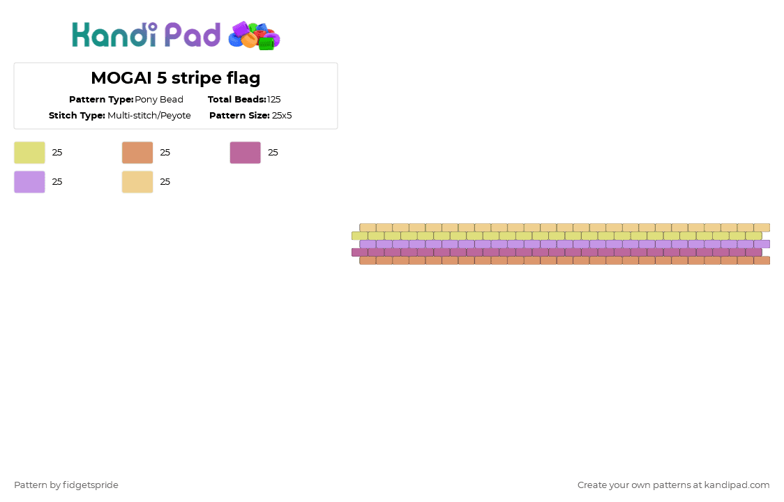 MOGAI 5 stripe flag - Pony Bead Pattern by fidgetspride on Kandi Pad - pink,pride,pride flag,mogai,umbrella,queer