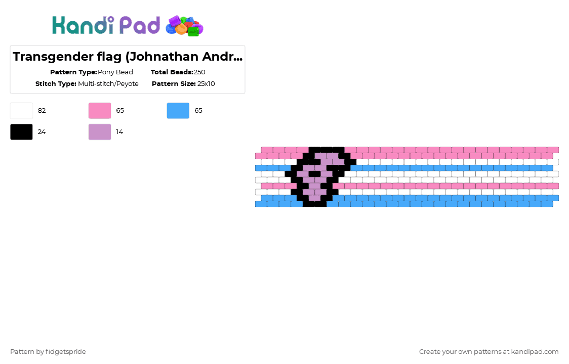 Transgender flag (Johnathan Andrew style 10 stripe) - Pony Bead Pattern by fidgetspride on Kandi Pad - pink,light blue,pride,pride flag,trans