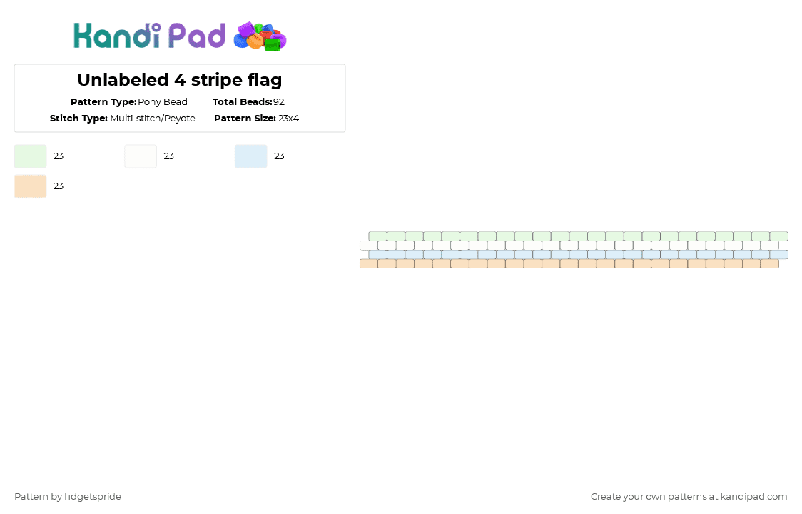 Unlabeled 4 stripe flag - Pony Bead Pattern by fidgetspride on Kandi Pad - white,pride,unlabeled,pride flag