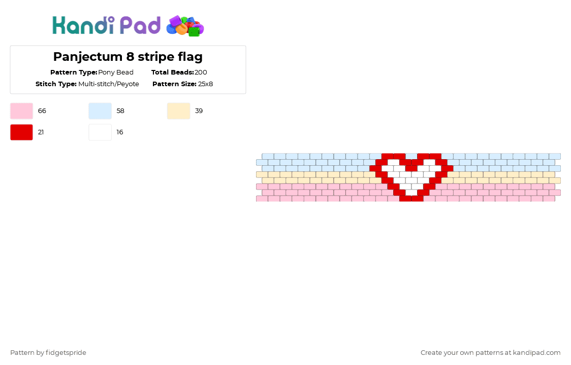 Panjectum 8 stripe flag - Pony Bead Pattern by fidgetspride on Kandi Pad - pink,pride,pride flag,objectum,osor,os,or,pan,panjectum