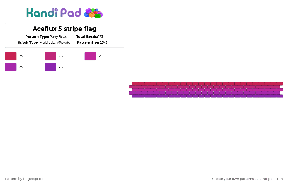 Aceflux 5 stripe flag - Pony Bead Pattern by fidgetspride on Kandi Pad - pink,pride,pride flags,ace,asexual,aceflux