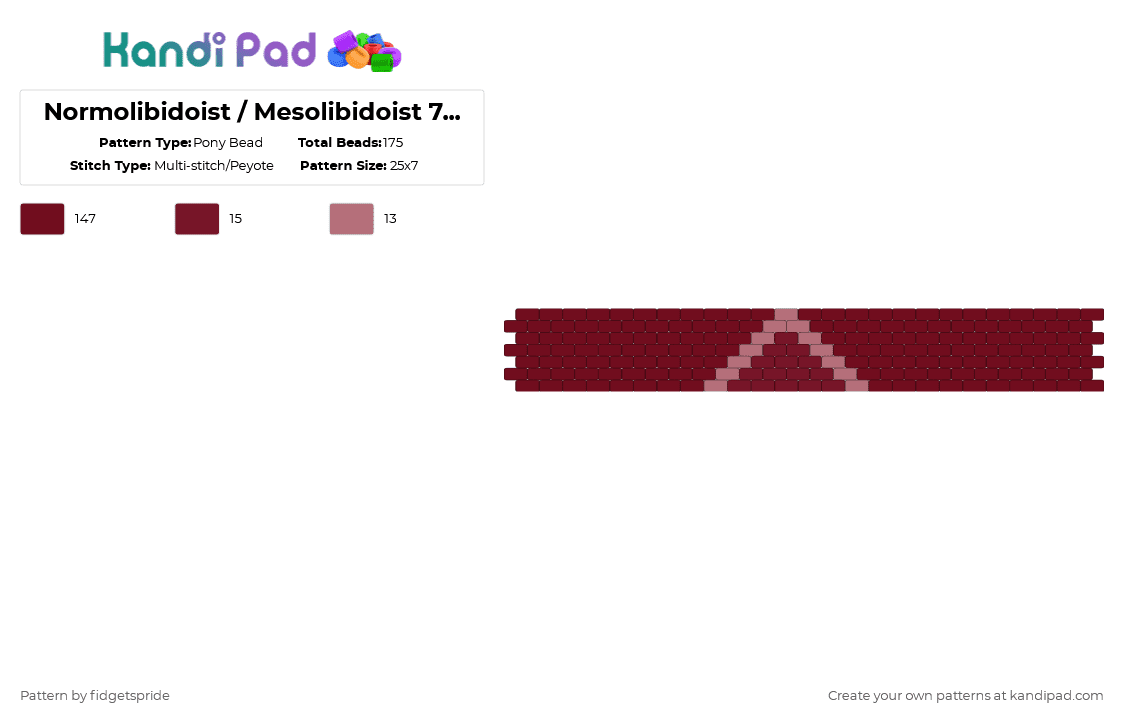 Normolibidoist / Mesolibidoist 7 stripe flag - Pony Bead Pattern by fidgetspride on Kandi Pad - brown,pride,pride flag,libido,normolibidoist,mesolibidoist
