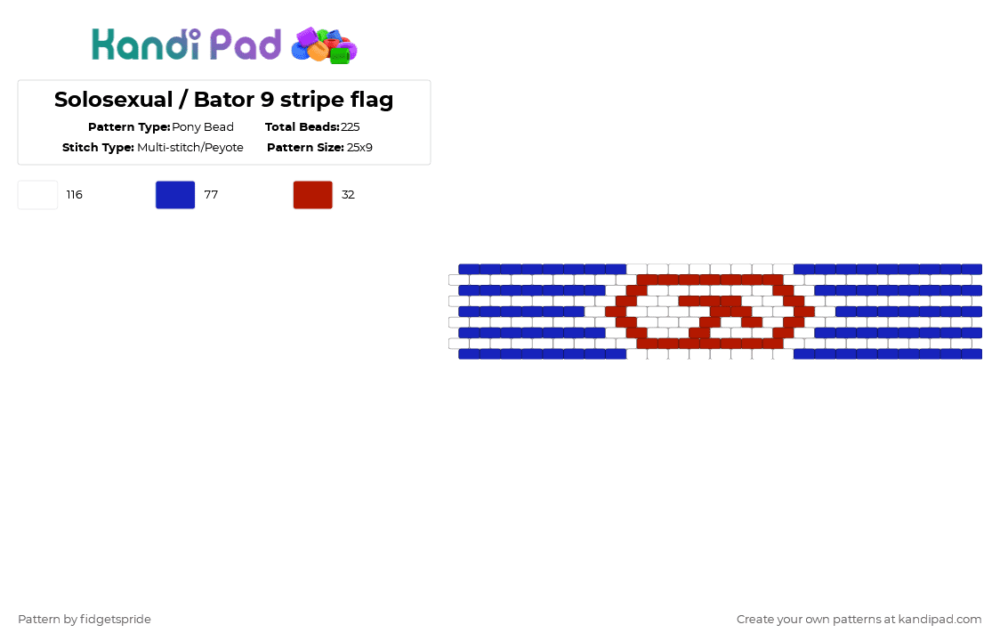 Solosexual / Bator 9 stripe flag - Pony Bead Pattern by fidgetspride on Kandi Pad - purple,red,pride,pride flag,solo,solosexual