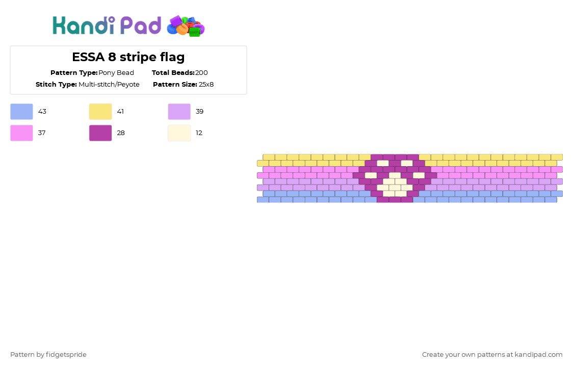 ESSA 8 stripe flag - Pony Bead Pattern by fidgetspride on Kandi Pad - pink,pride,pride flag,essa,emotional support