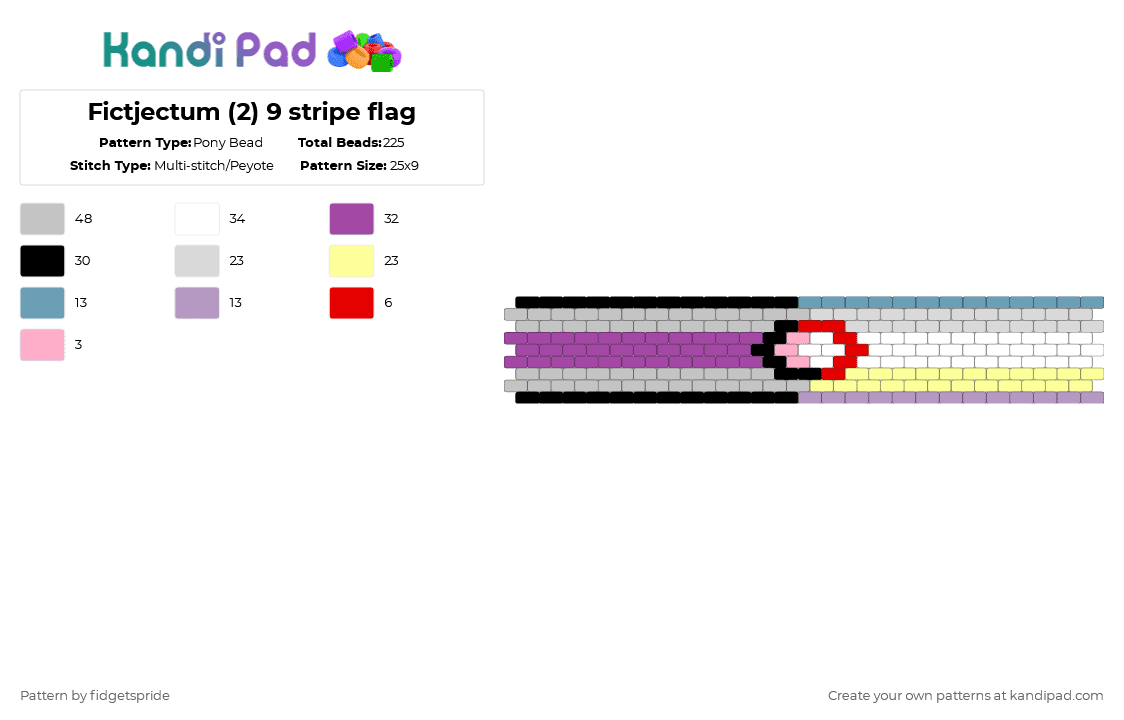 Fictjectum (2) 9 stripe flag - Pony Bead Pattern by fidgetspride on Kandi Pad - beige,pink,pride,pride flag,ficto,objectum,fictosexual,fictoromantic