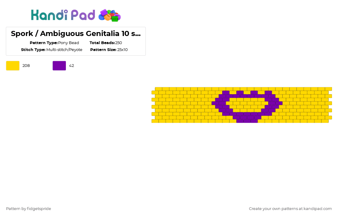 Spork / Ambiguous Genitalia 10 stripe flag - Pony Bead Pattern by fidgetspride on Kandi Pad - yellow,pride,pride flags,spork,intersex