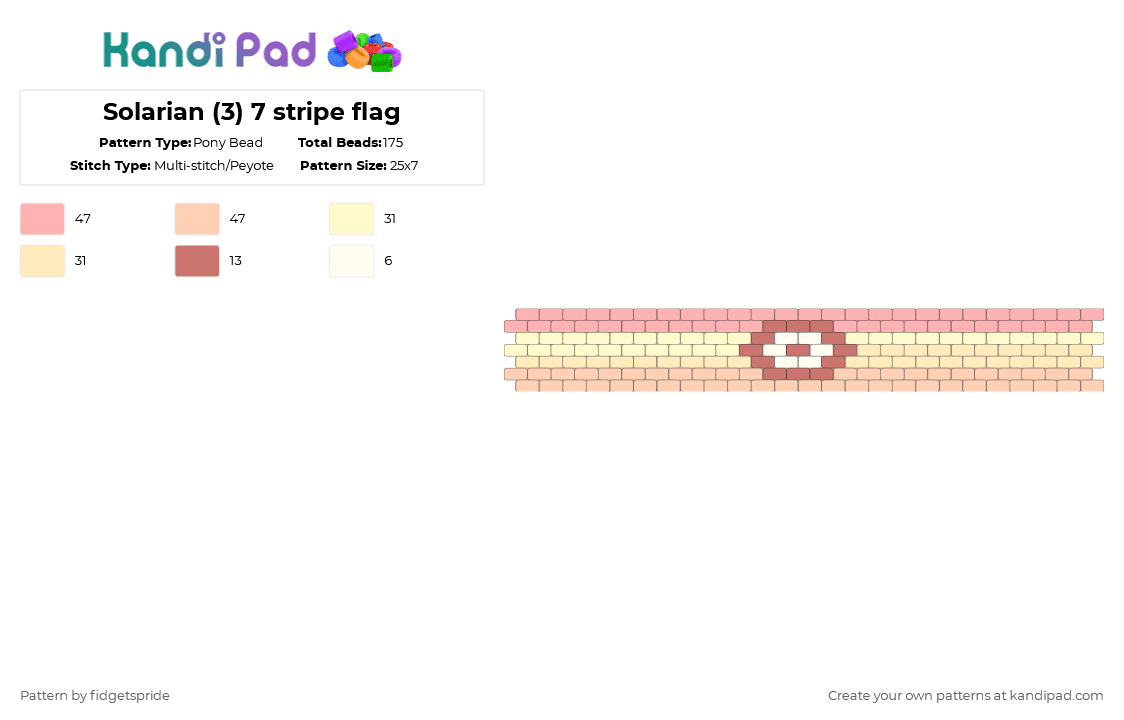 Solarian (3) 7 stripe flag - Pony Bead Pattern by fidgetspride on Kandi Pad - beige,pride,pride flag,solarian,gender