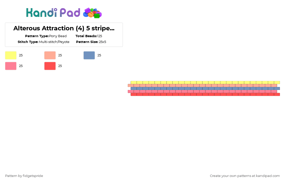 Alterous Attraction (4) 5 stripe flag - Pony Bead Pattern by fidgetspride on Kandi Pad - beige,pink,colorful,pride,pride flag,alterous,alterous attraction