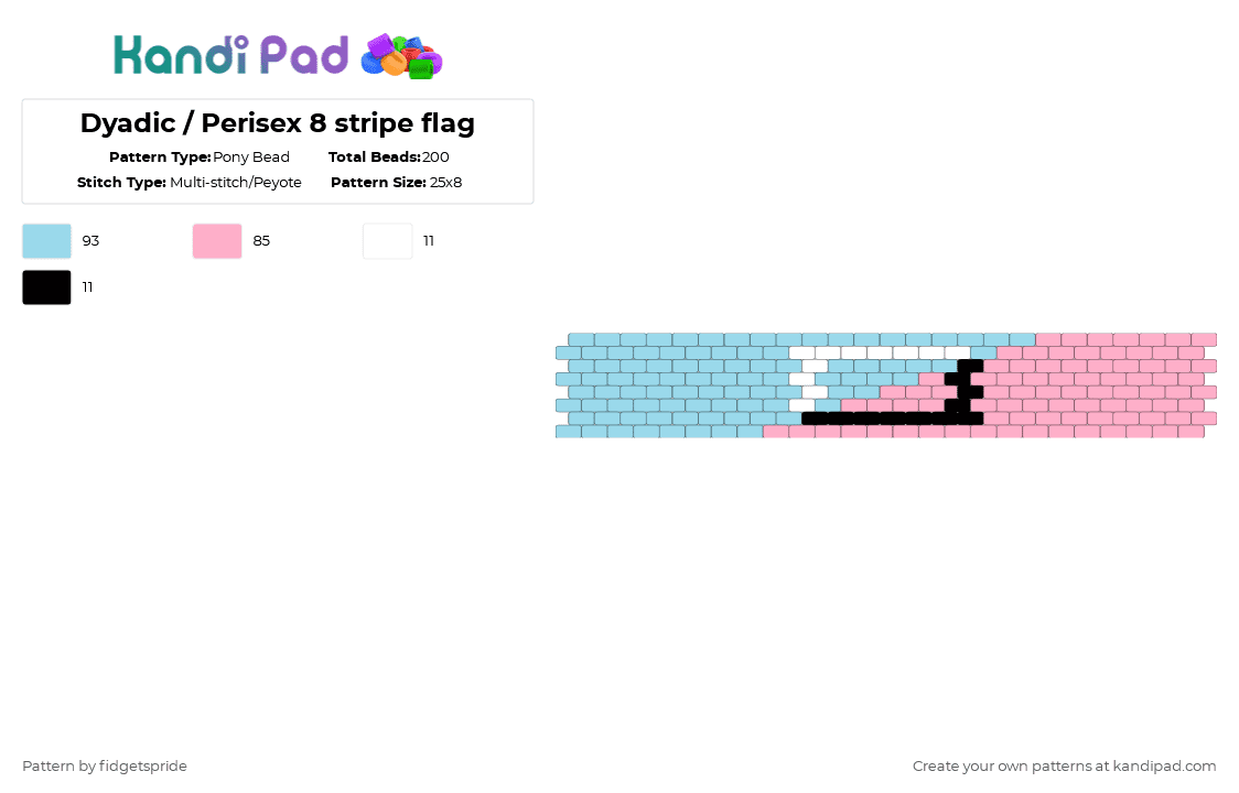 Dyadic / Perisex 8 stripe flag - Pony Bead Pattern by fidgetspride on Kandi Pad - light blue,pink,pride,dyadic