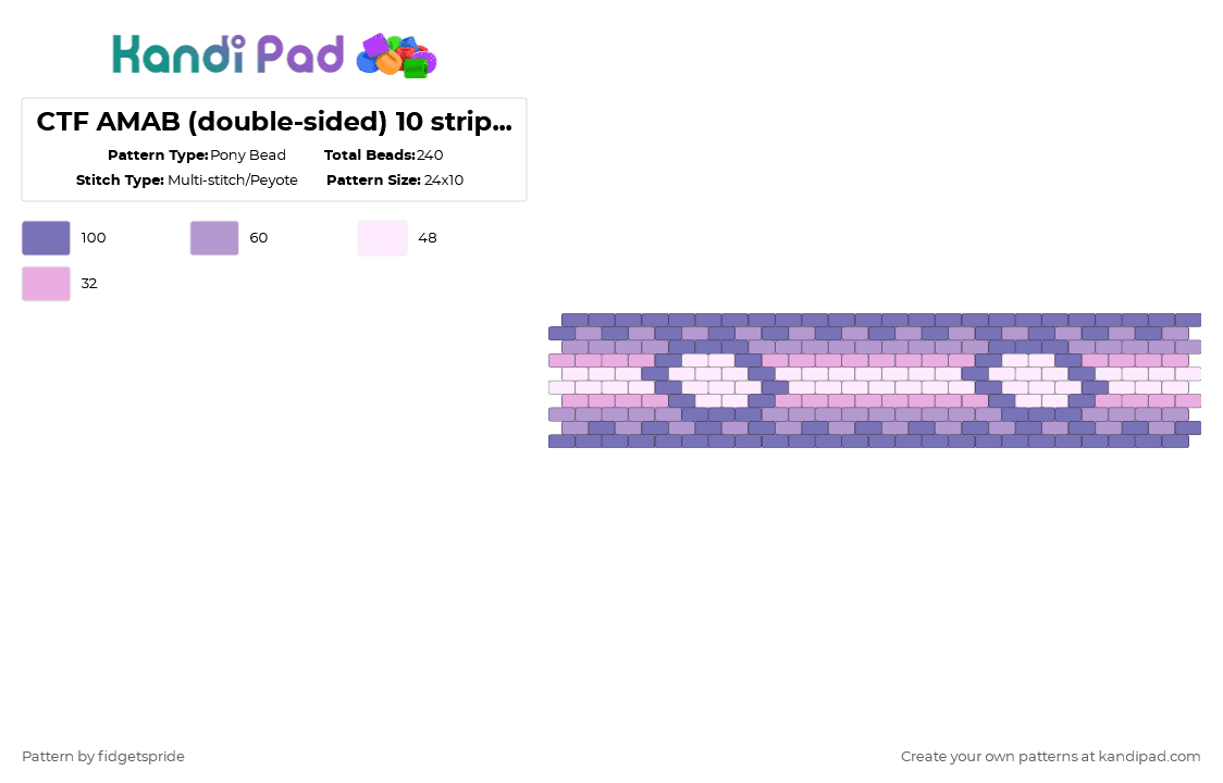 CTF AMAB (double-sided) 10 stripe flag - Pony Bead Pattern by fidgetspride on Kandi Pad - blue,pink,pride,pride flag,intersex,gender,ctf,amab