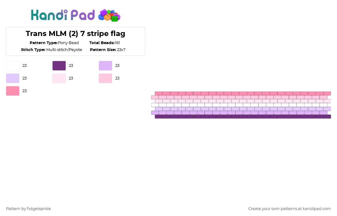 Trans MLM (2) 7 stripe flag - Pony Bead Pattern by fidgetspride on Kandi Pad - white,pink,pride,pride flag,gay,trans,transgender