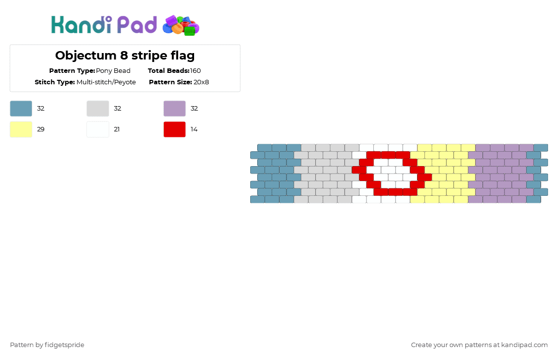 Objectum 8 stripe flag - Pony Bead Pattern by fidgetspride on Kandi Pad - light blue,yellow,pink,pride,pride flag,objectum,osor,os,or