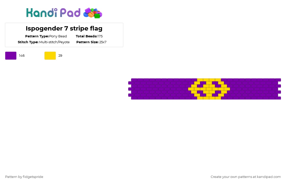 Ispogender 7 stripe flag - Pony Bead Pattern by fidgetspride on Kandi Pad - purple,pride,pride flag,intersex,ispogender