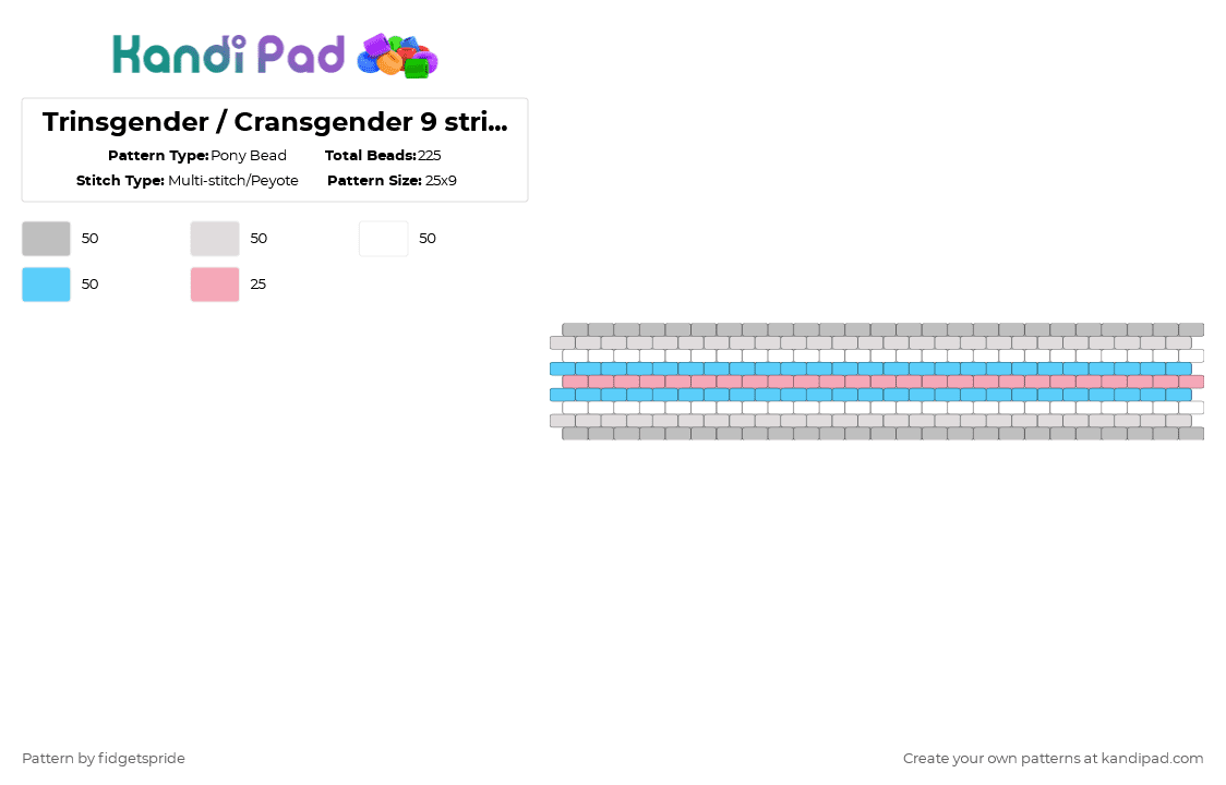 Trinsgender / Cransgender 9 stripe flag - Pony Bead Pattern by fidgetspride on Kandi Pad - beige,light blue,pride,pride flags,cistrans,cis,trans,trinsgender,cransgender,gender