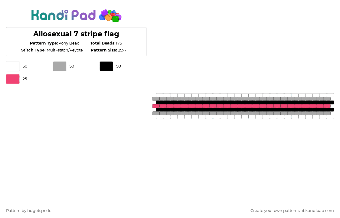Allosexual 7 stripe flag - Pony Bead Pattern by fidgetspride on Kandi Pad - beige,red,pride,pride flag,allosexual,allo