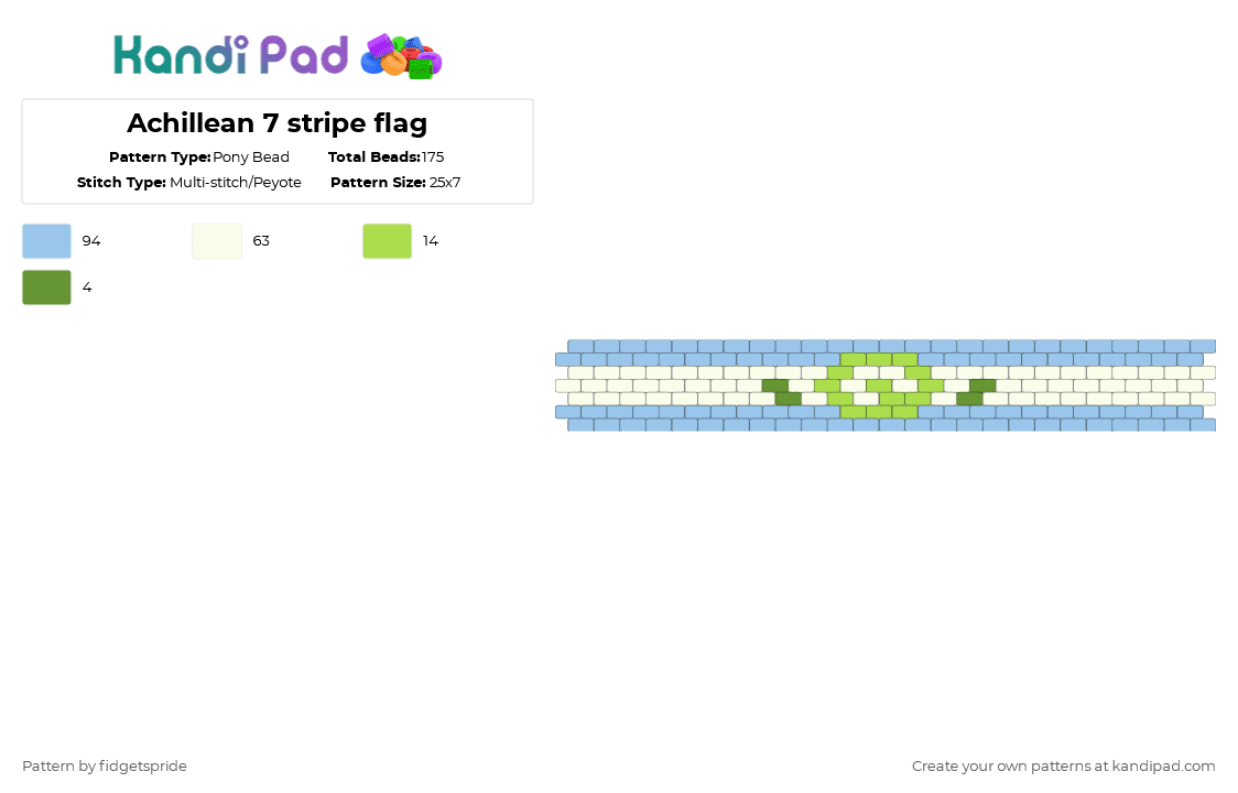 Achillean 7 stripe flag - Pony Bead Pattern by fidgetspride on Kandi Pad - light blue,pride,pride flag,achillean,mlm,gay