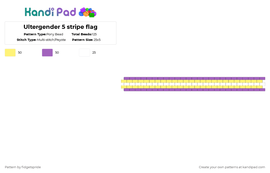 Ultergender 5 stripe flag - Pony Bead Pattern by fidgetspride on Kandi Pad - yellow,pink,pride,pride flag,intersex,ultergender