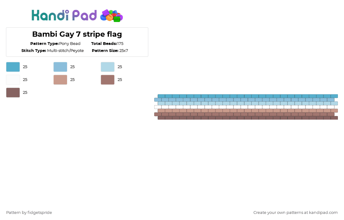Bambi Gay 7 stripe flag - Pony Bead Pattern by fidgetspride on Kandi Pad - light blue,tan,pride,pride flag,gay,bambi gay,ace,asexual