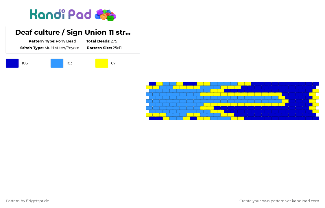 Deaf culture / Sign Union 11 stripe flag - Pony Bead Pattern by fidgetspride on Kandi Pad - purple,light blue,pride,pride flags,deaf,deaf community,hoh community,disability,disability pride