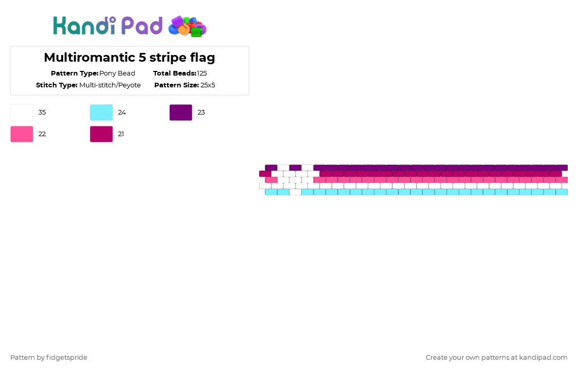 Multiromantic 5 stripe flag - Pony Bead Pattern by fidgetspride on Kandi Pad - pink,light blue,pride,pride flag,multiromantic