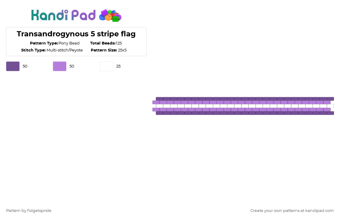 Transandrogynous 5 stripe flag - Pony Bead Pattern by fidgetspride on Kandi Pad - purple,pink,pride,pride flag,gender,androgyne,androgynous,trans,transandrogynous