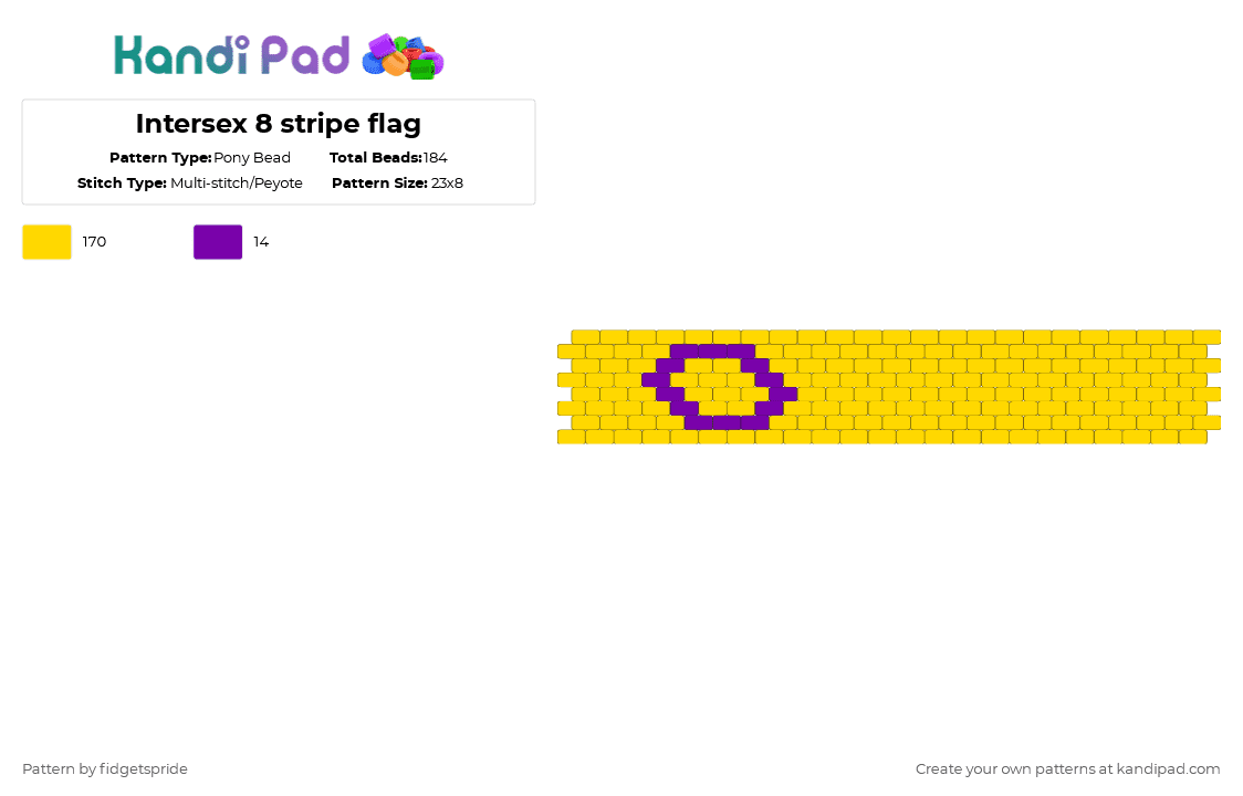 Intersex 8 stripe flag - Pony Bead Pattern by fidgetspride on Kandi Pad - yellow,pride,pride flag,intersex