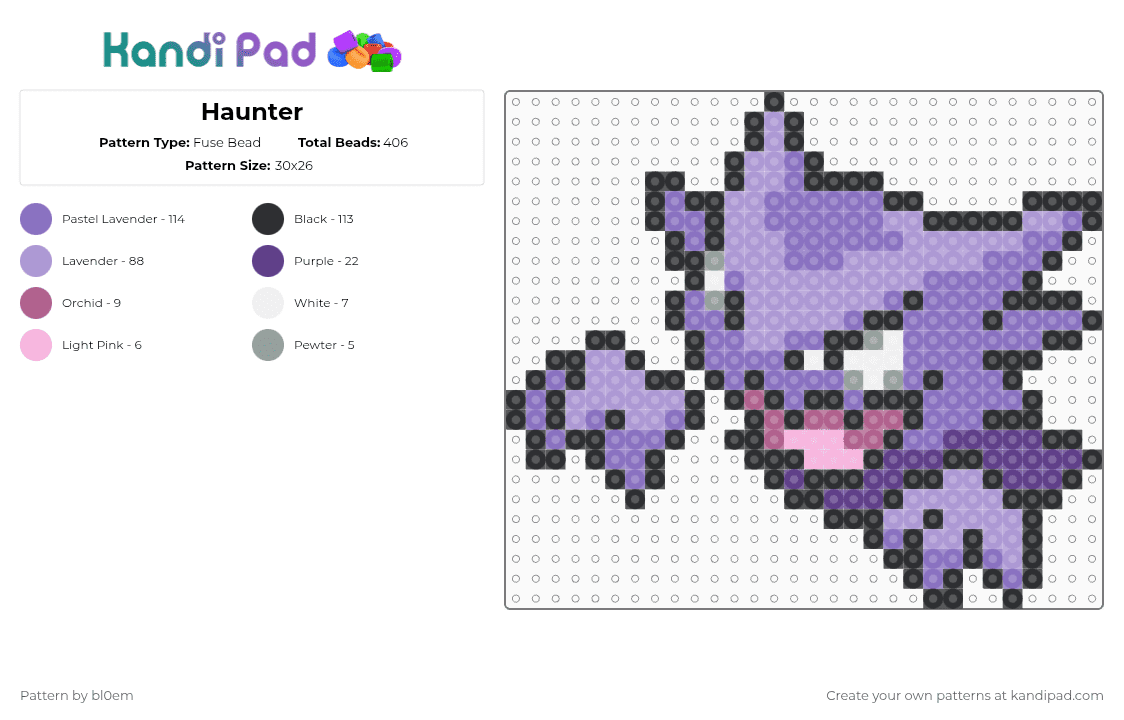 Haunter - Fuse Bead Pattern by bl0em on Kandi Pad - pink,blue