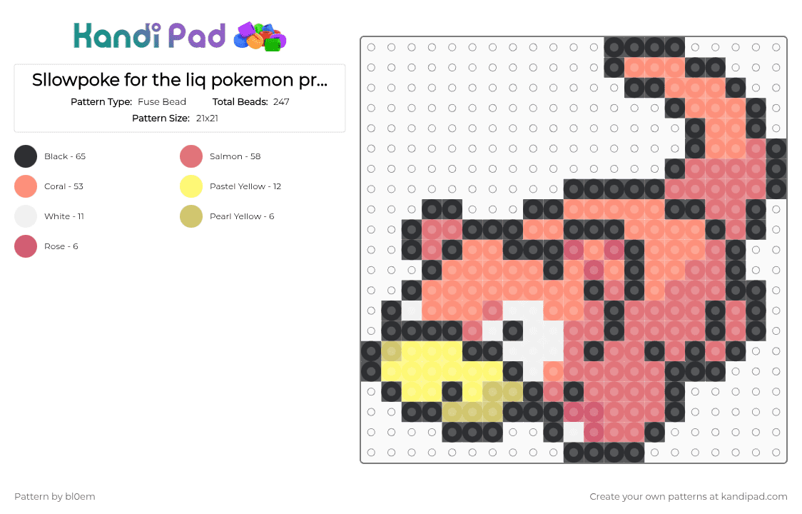 Sllowpoke for the liq pokemon project - Fuse Bead Pattern by bl0em on Kandi Pad - orange,red