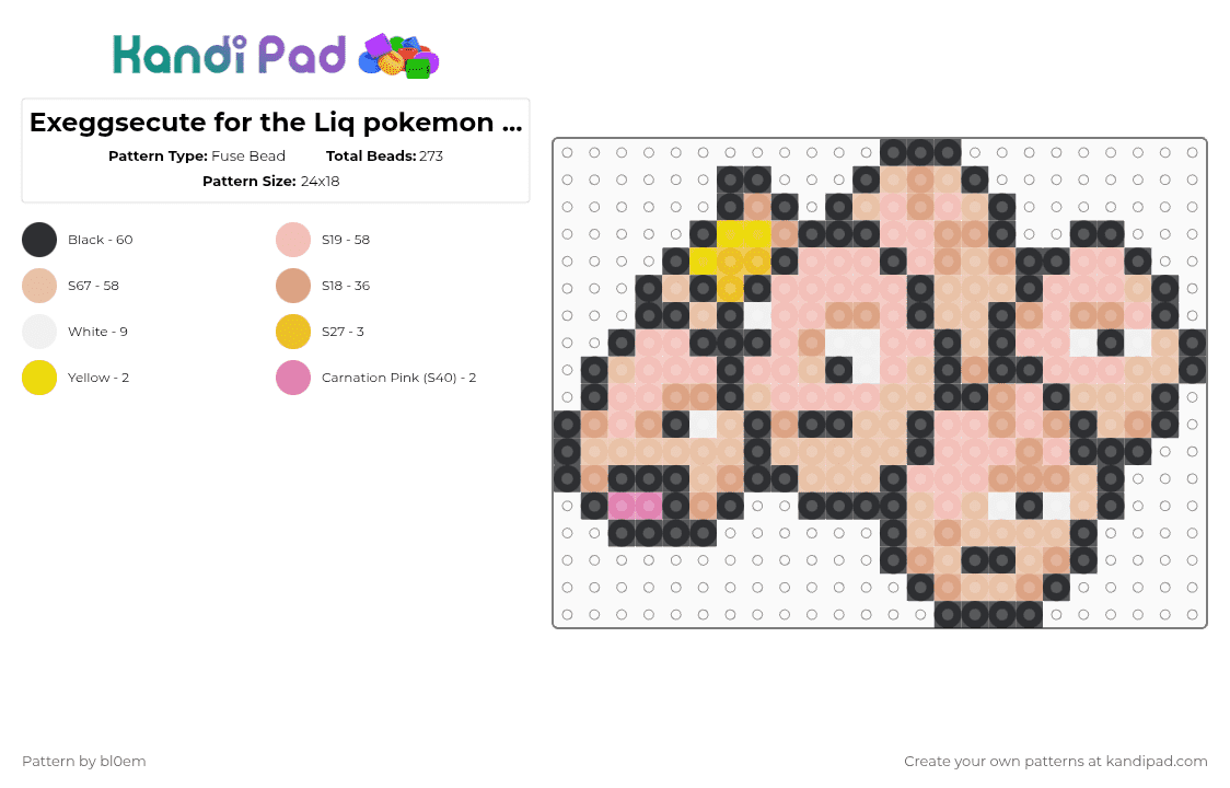 Exeggsecute for the Liq pokemon project - Fuse Bead Pattern by bl0em on Kandi Pad - beige