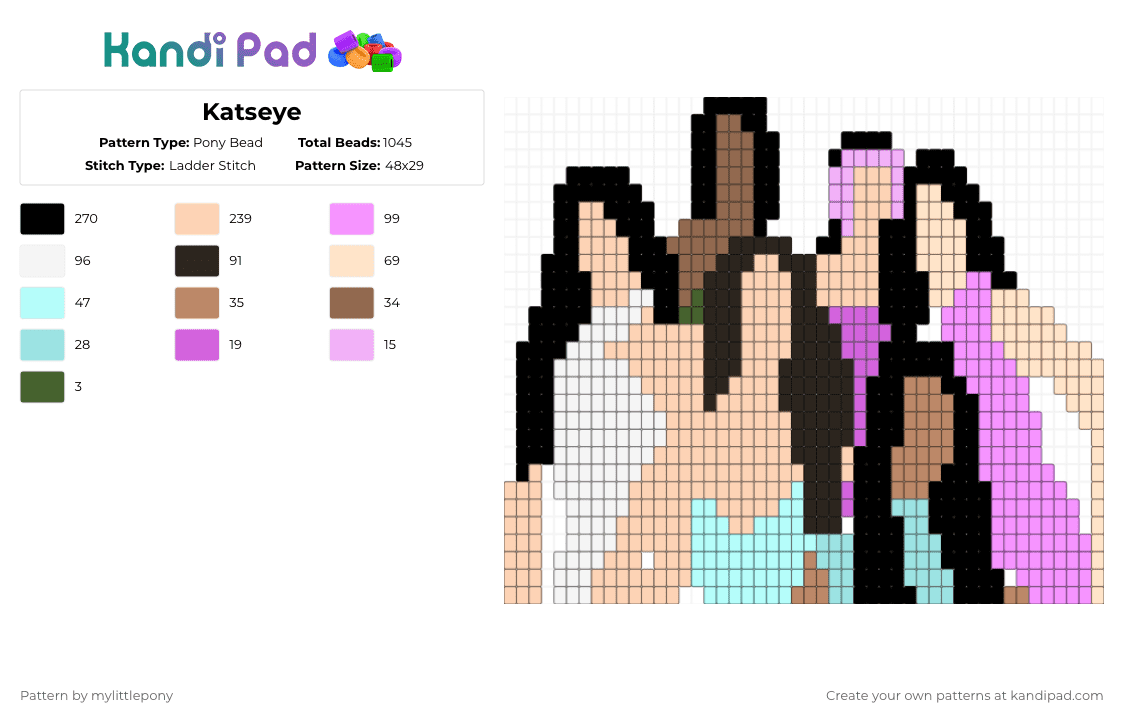 Katseye - Pony Bead Pattern by katseyemegan on Kandi Pad - pink,beige