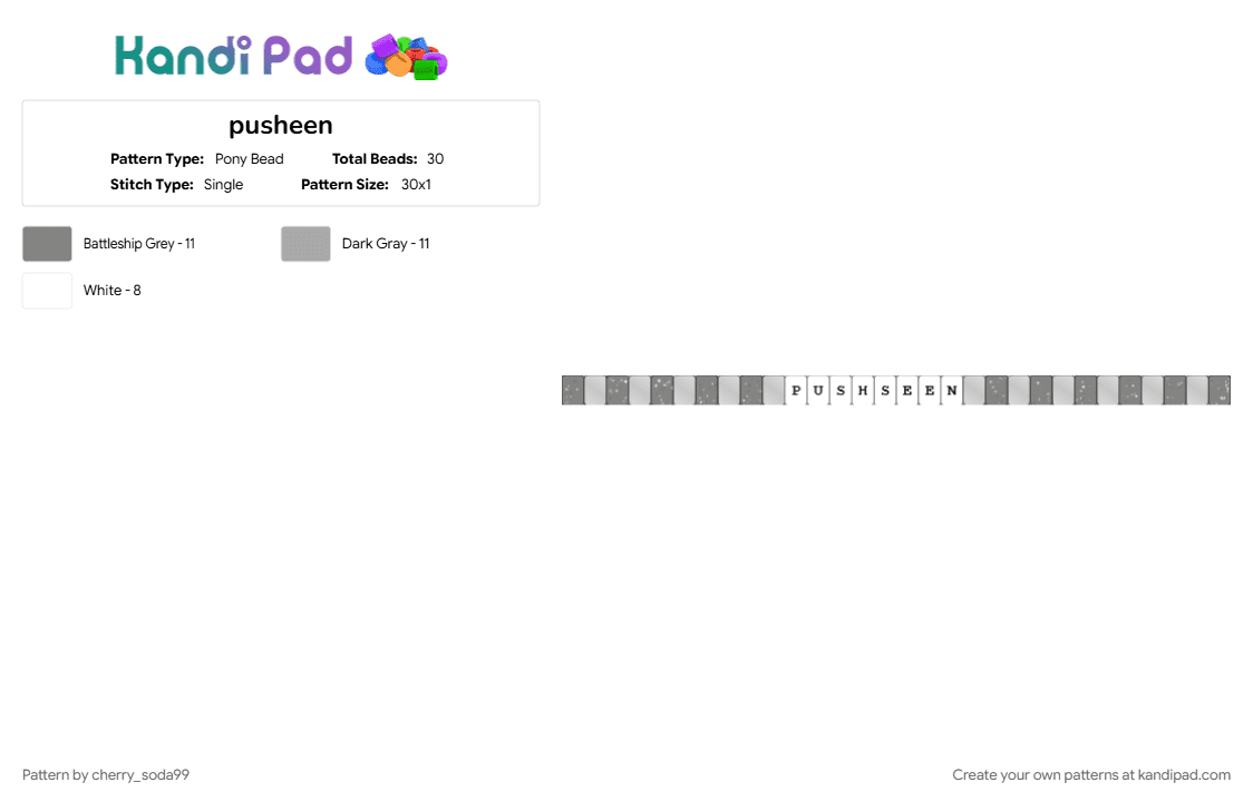 pusheen - Pony Bead Pattern by cherry_soda99 on Kandi Pad - beige, gray