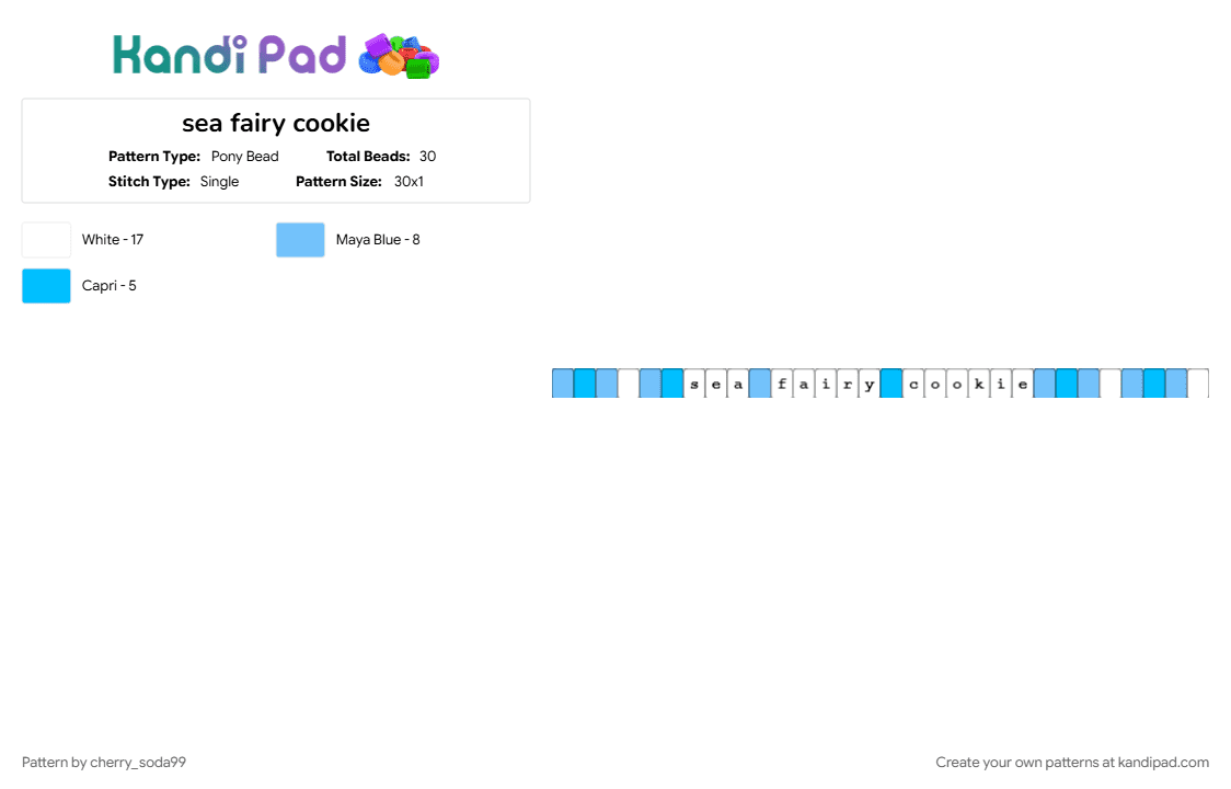 sea fairy cookie - Pony Bead Pattern by cherry_soda99 on Kandi Pad - light blue, white