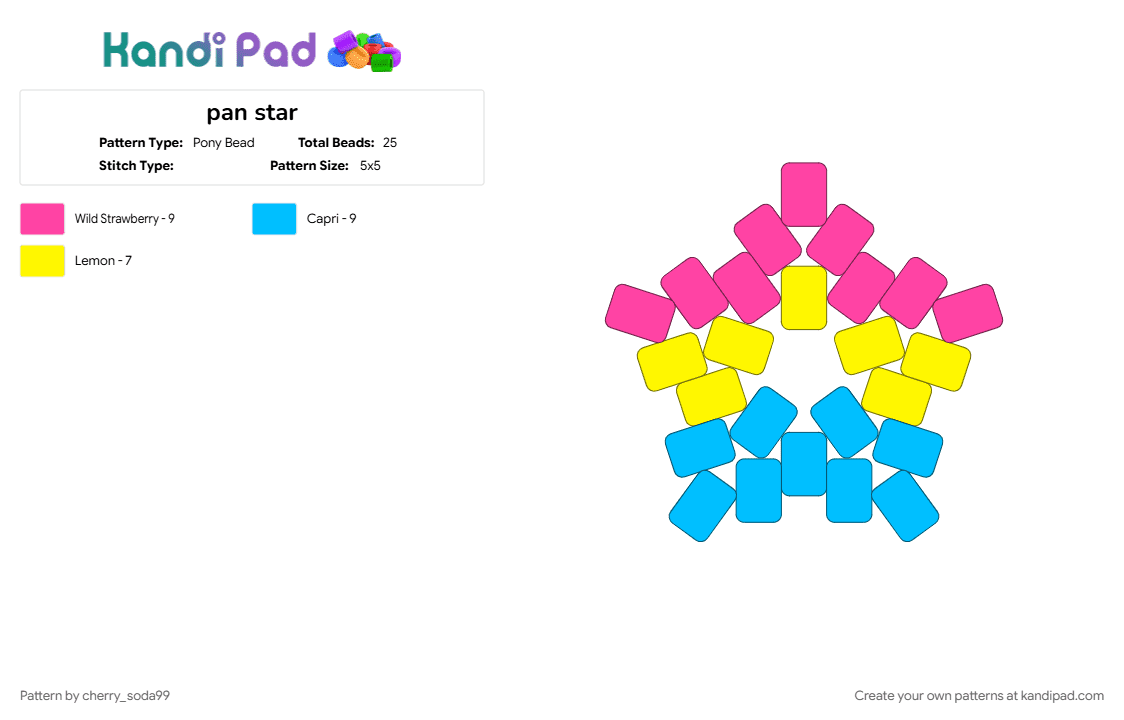 pan star - Pony Bead Pattern by cherry_soda99 on Kandi Pad - light blue, pink
