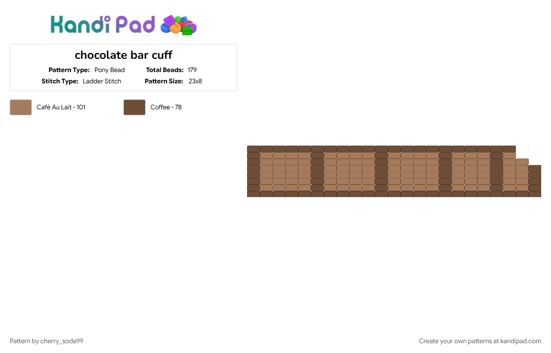 chocolate bar cuff - Pony Bead Pattern by cherry_soda99 on Kandi Pad - brown, tan